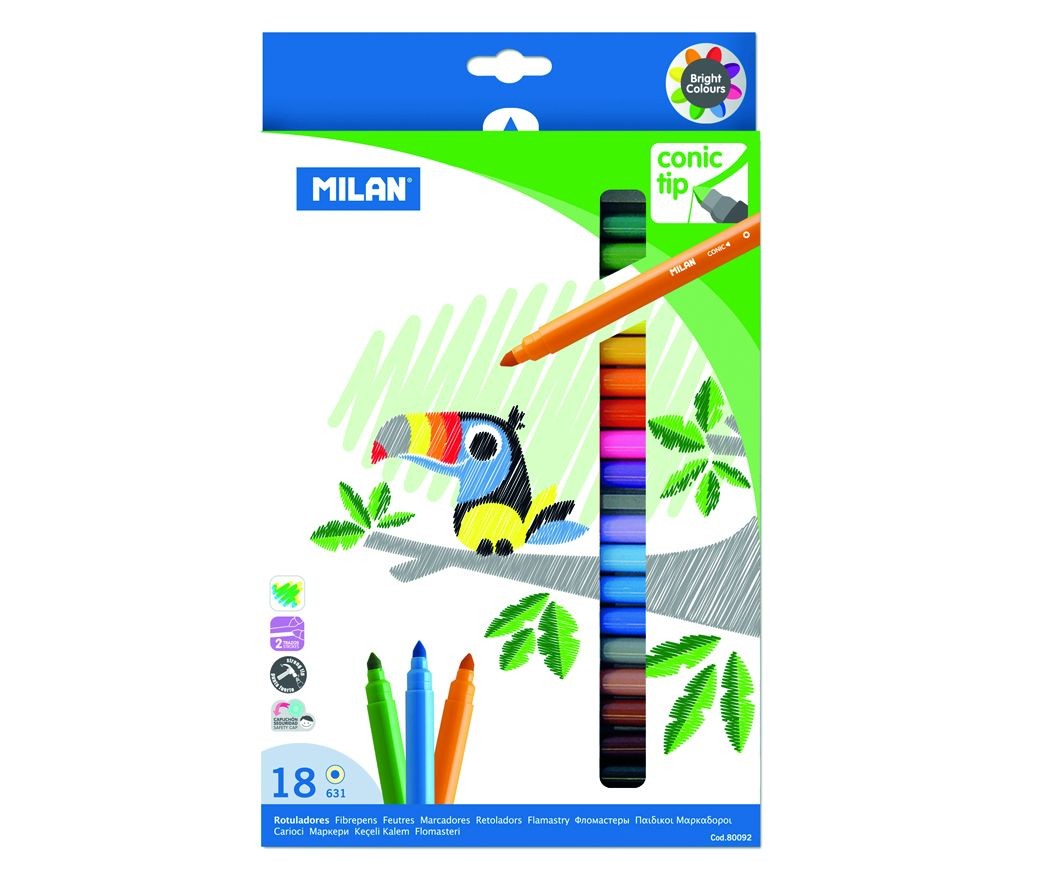 Carioca 18 Culori Varf Conic Milan 80092