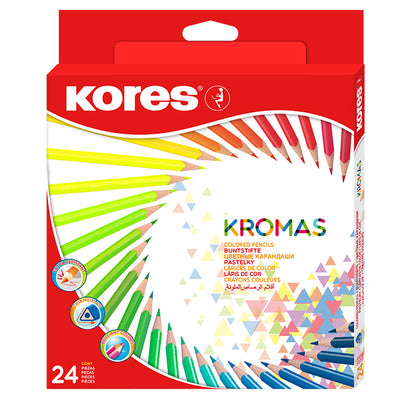 Creioane Colorate 24 Culori Triunghiulare Kores