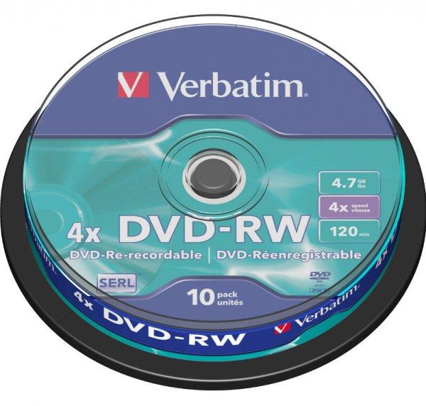 Dvd-Rw 10/Set Verbatim 4.7Gb 4X 43552