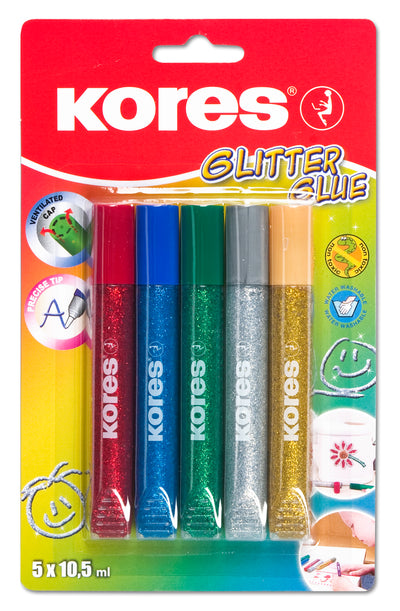 Lipici Lichid Glitter 5 Culori*10.5Ml Kores