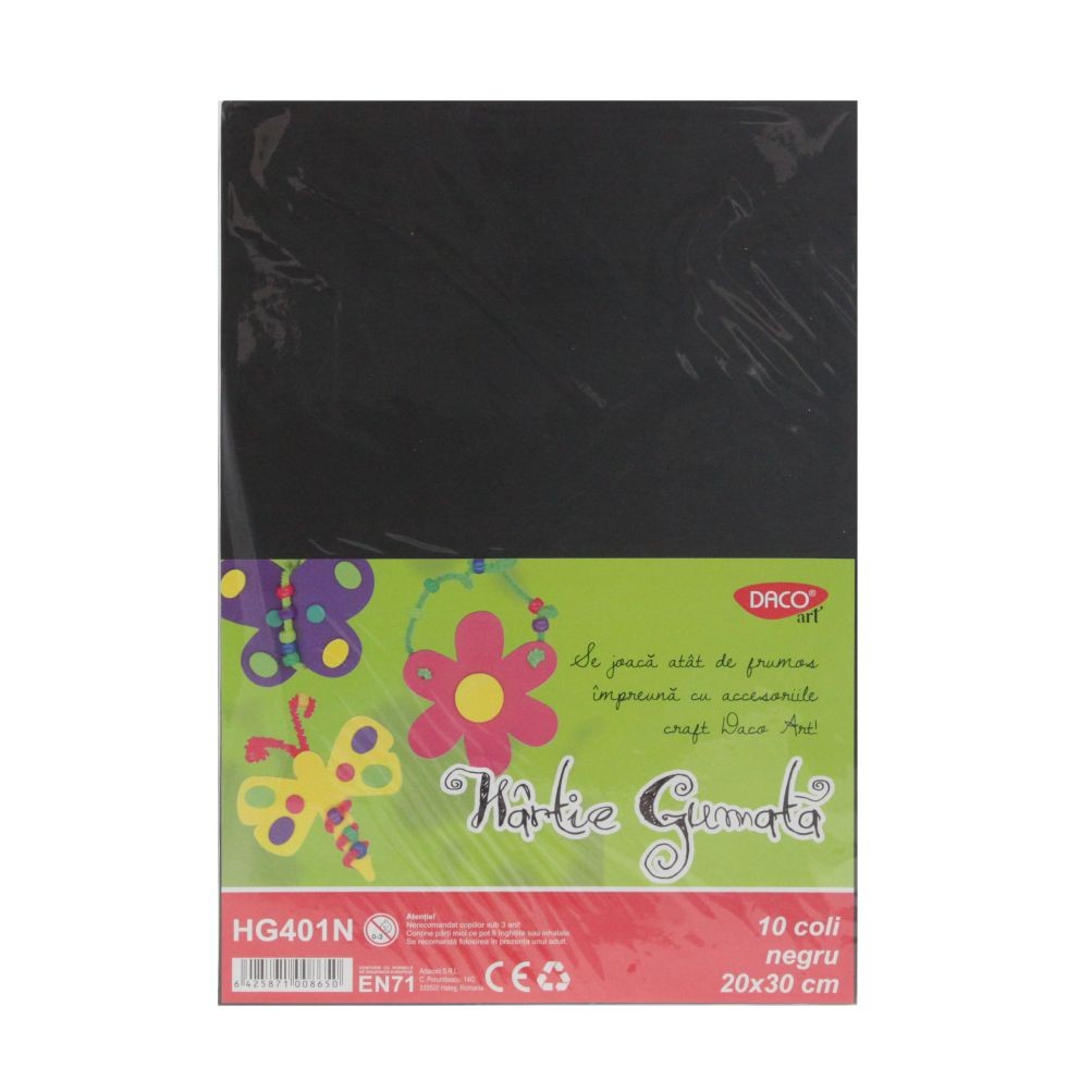 Hartie Gumata Hg401N 20X30 Cm 10Coli Negru Daco