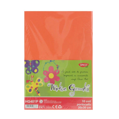 Hartie Gumata Hg401P 20X30 Cm 10Coli Portocaliu Daco