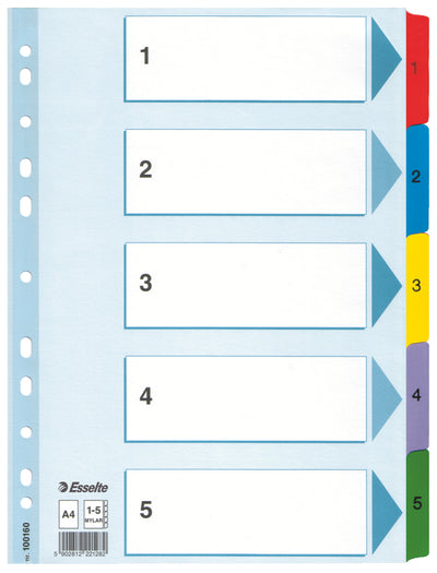 Separatoare Index Carton 1-5 Mylar Esselte