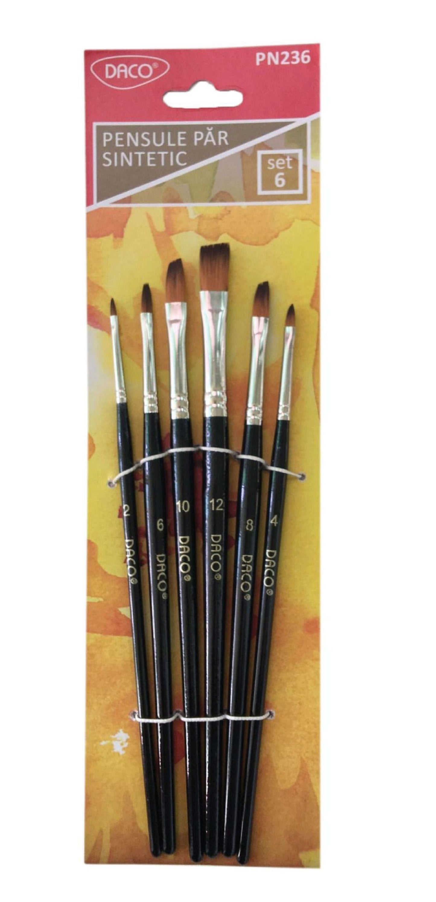 Pensule Set 6 Par Sintetic Oblic Daco Pn236