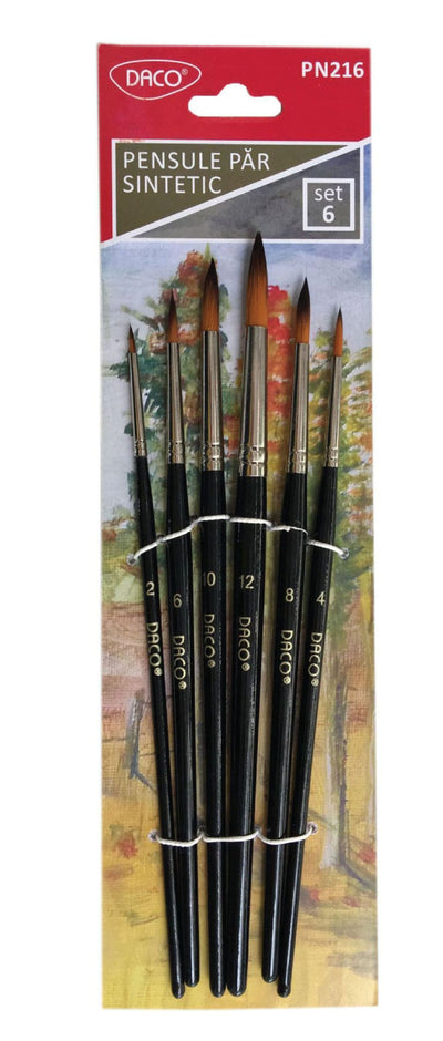 Pensule Set 6 Par Sintetic Rotund Daco Pn216