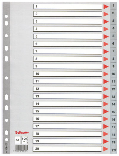 Separatoare Index Plastic 1-20 Esselte