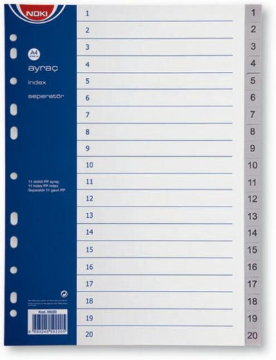 Separatoare Index Plastic 1-20 Noki