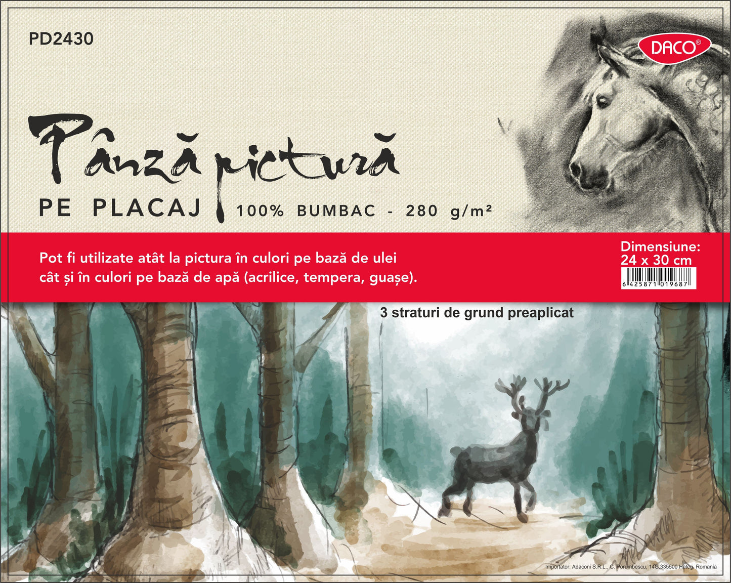 Panza Pictura Pe Carton 24X30Cm Daco Pd2430