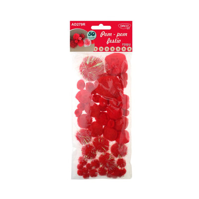 Accesorii Craft - Ad279R Pom Pom Festiv Rosu Daco