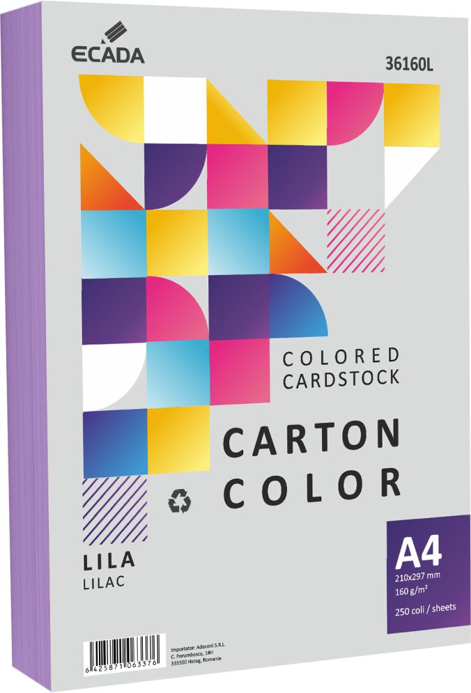 CARTON COLOR 160G/MP A4 250 COLI ECADA LILA 36160L