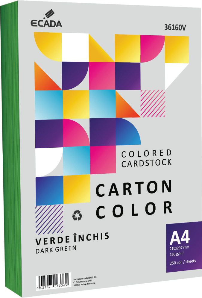 Carton Color 160G/Mp A4 250 Coli Ecada Verde Inchis 36160V