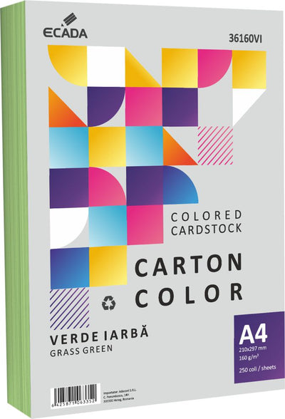 Carton Color 160G/Mp A4 250 Coli Ecada Verde Iarba 36160Vi