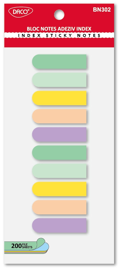 Bloc Notes Adeziv Index Plastic 5C Pastel 45X12 Daco Bn302
