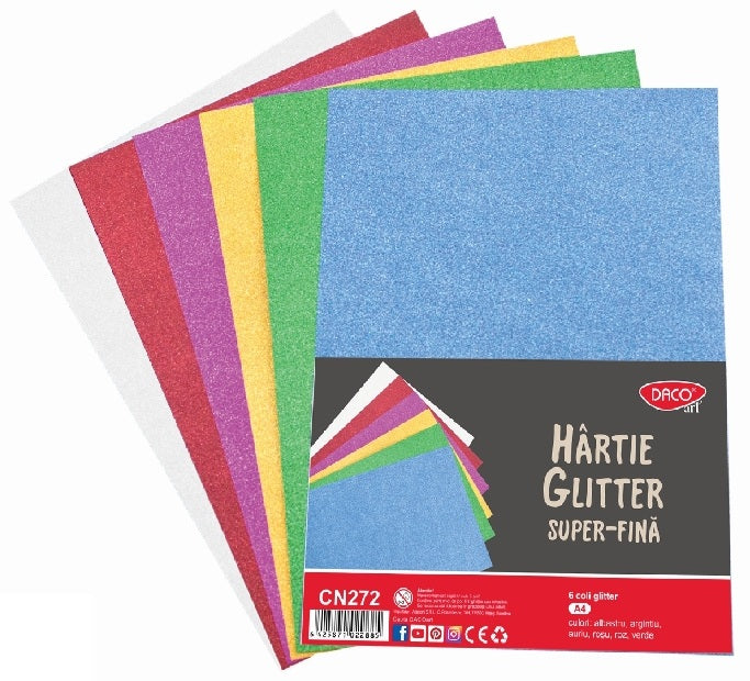 Hartie Glitter Super-Fina Set 6 Daco Cn272