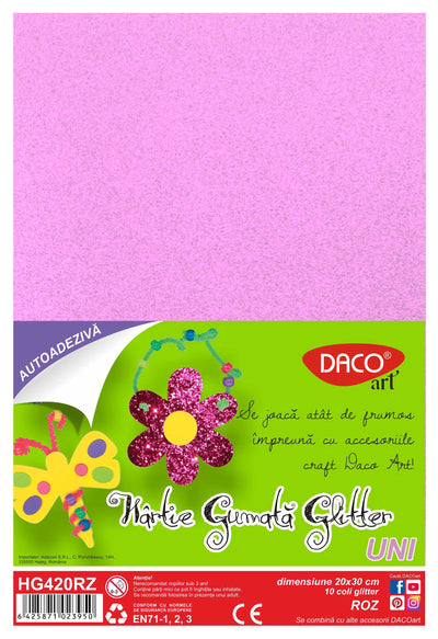 Hartie Gumata Aa Glitter Hg420Rz 20X30Cm 10Coli Daco
