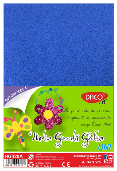 Hartie Gumata Aa Glitter Hg420A 20X30Cm 10Coli Daco