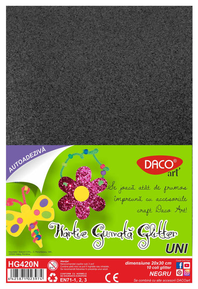 Hartie Gumata Aa Glitter Hg420N 20X30Cm 10Coli Daco