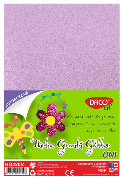 Hartie Gumata Aa Glitter Hg420M 20X30Cm 10Coli Daco