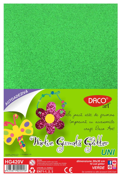 Hartie Gumata Aa Glitter Hg420V 20X30Cm 10Coli Daco
