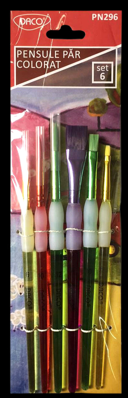 Pensule Set 6 Par Sintetic Colorat Daco Pn296