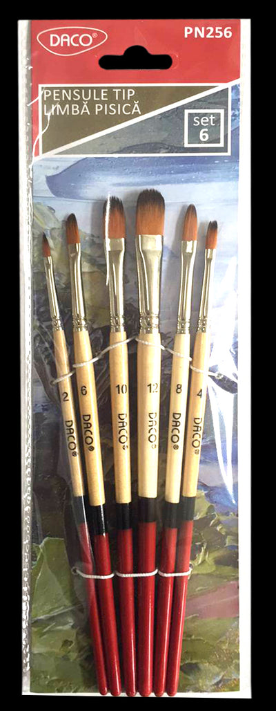 Pensule Set 6 Par Sintetic Limba Pisica Daco Pn256