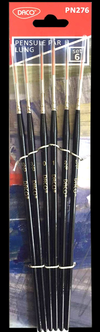 Pensule Set 6 Par Sintetic Varf Lung Daco Pn276