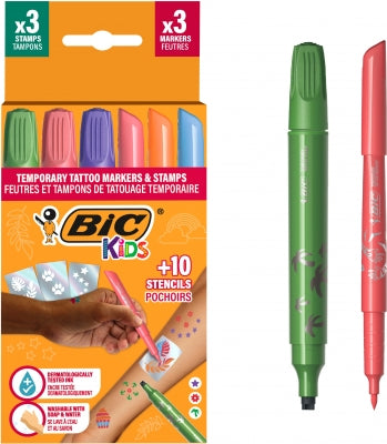 Tatuaje Temporare Kids 3 Stampile, 3 Markere, 10 Sabloane Bic