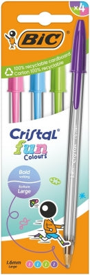 Pix Bic, Cristal Fun, Diverse Culori, 4 Buc/Set