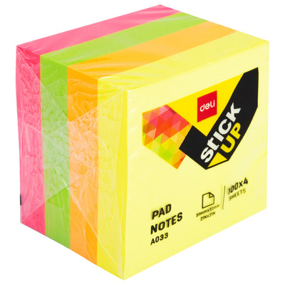 Notes Adeziv 51*51Mm 4 Culori Neon 400 File Deli
