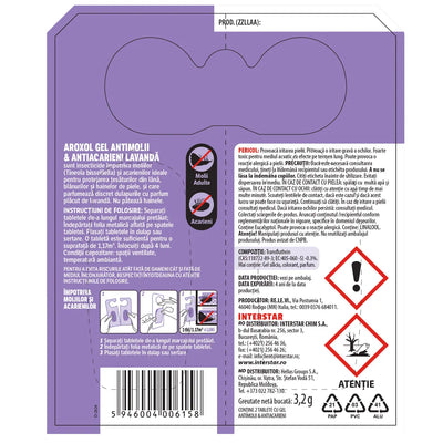 Gel antimolii si acarieni Aroxol Lavanda, 2 buc