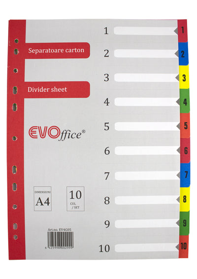 Separatoare Carton 10 Culori/Set Evoffice