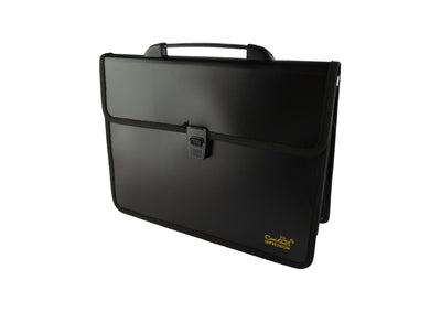 Servieta Plastic A4 Expandabila, Burduf 115 Mm, 2 Compartimente Evoffice -Negru