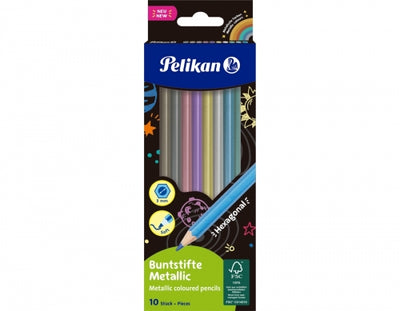 Set Creioane Colorate Lacuite, Mina 3 Mm, 10 Culori Metalice/Set, Pelikan