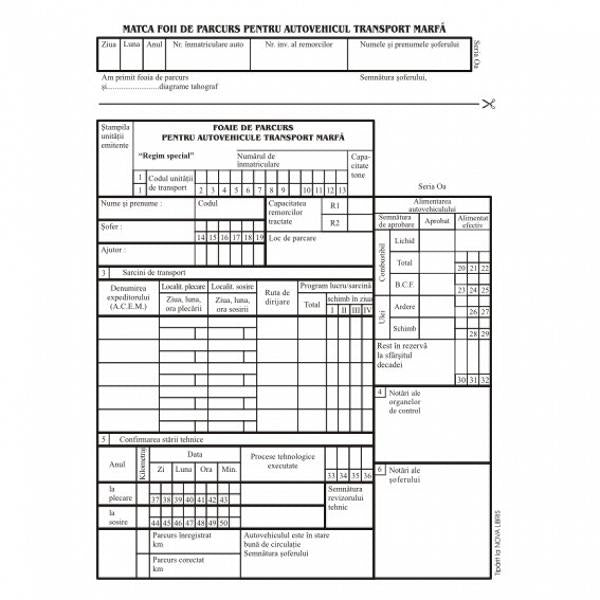 Foaie Parcurs Marfa A5 Fata-Verso