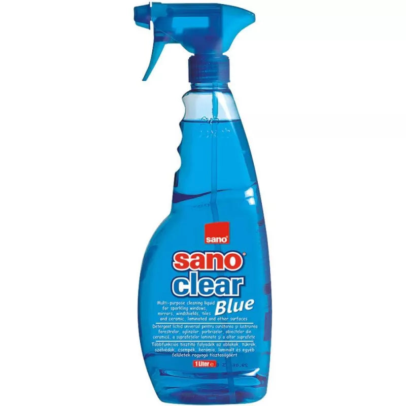 Solutie Curatat Geamuri Sanoclear Cu Pulverizator 1L - Blue