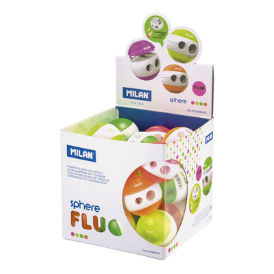 Ascutitoare Plastic Dubla Cu Container Sphere Fluo Milan