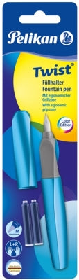 Stilou Twist Frosted Blue + 2 Patroane, Blister Pelikan
