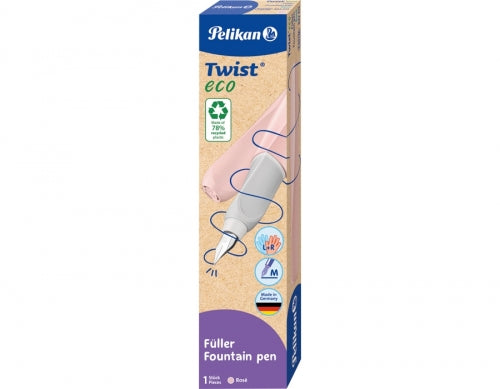Stilou Twist Eco, Rose, Grip Ergonomic, Patron Cerneala Albastru, Cutie Carton, Pelikan