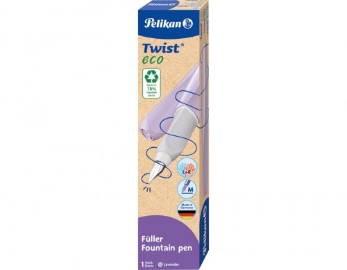 Stilou Twist Eco, lavanda, grip ergonomic, patron cerneala albastru, cutie carton, Pelikan