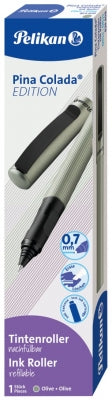 Roller Pina Colada Edition, Grip Ergonomic, Ambidextru, 1 Rezerva Albastra Inclusa, Culoare Olive Metalizat, In Cutie De Carton, Pelikan