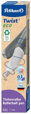 Roller Twist Eco, Grip Ergonomic, Ambidextru, 1 Rezerva Albastra Inclusa, Culoare Gri Deschis, In Cutie De Carton, Pelikan