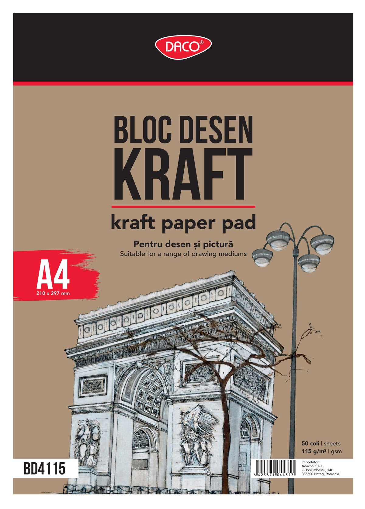 Bloc A4 Hartie Craft 115G 50 File Daco Bd4115