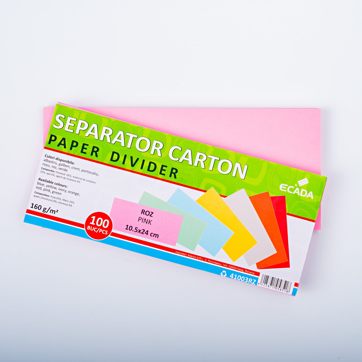 Separator Carton 10.5X24Cm 160G Set 100 Roz Ecada 41003Rz