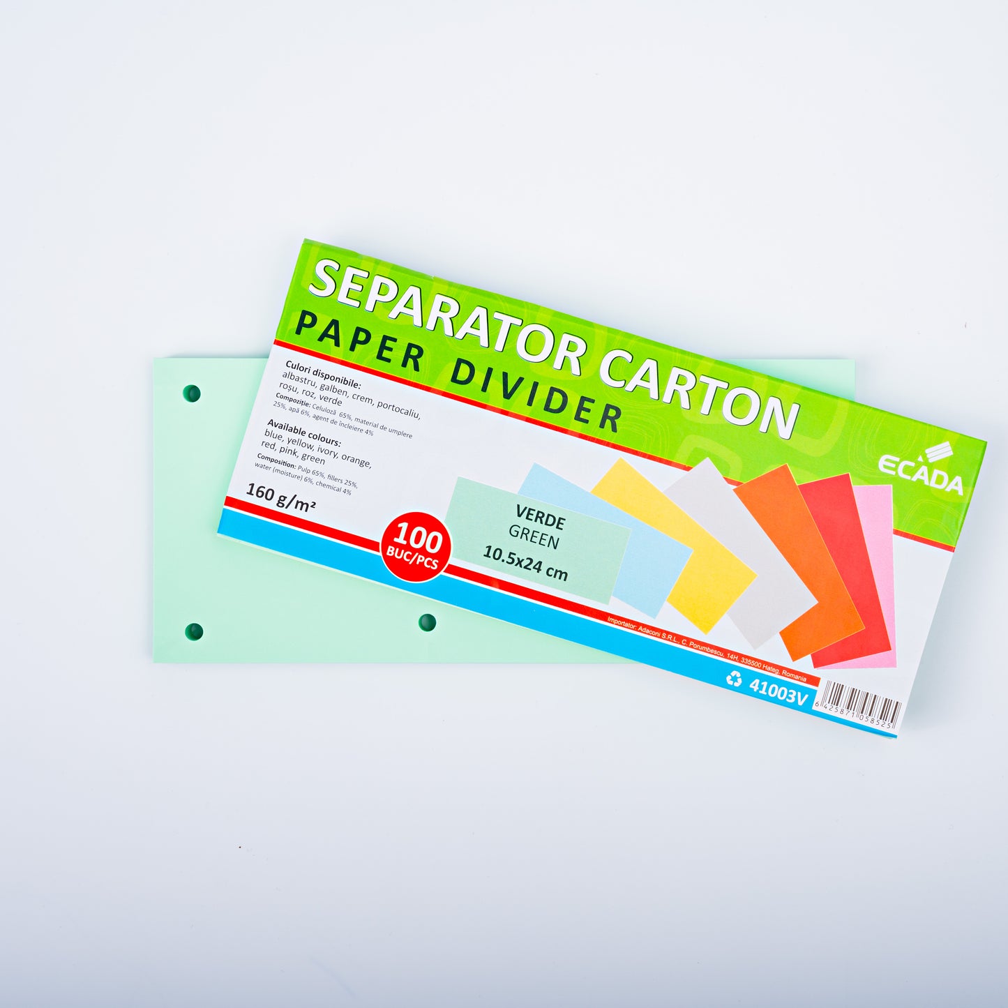 Separator Carton 10.5X24Cm 160G Set 100 Verde Ecada 41003V