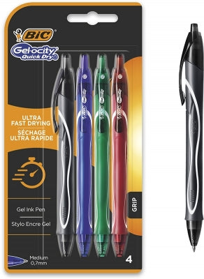 Pix cu gel Gel-ocity Quick Dry, uscare rapida, 0.7 mm, diverse culori, blister 4 buc/set BIC