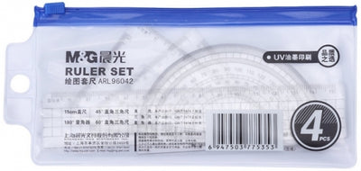 Set Geometric 4 Piese, Rigla 15 Cm, Raportor, Echer 45°, Echer 60°, M&G