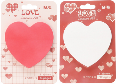 Notite Adezive M&G In Forma De Inima, Culorile Rosu Si Alb, 60 File
