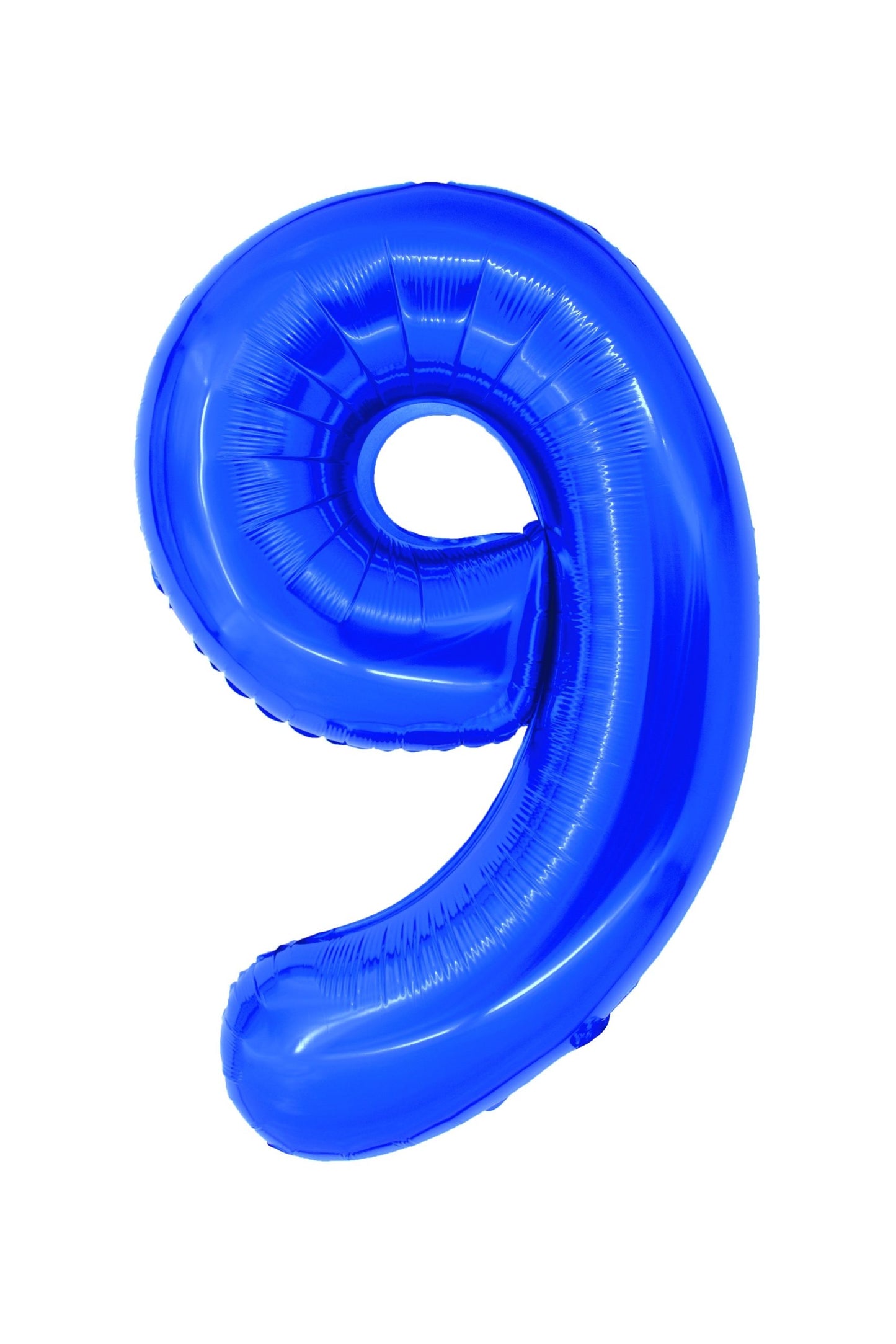 Balon uriaș din folie în forma cifrei 9, de culoare albastru metalizat, brand DACO, dimensiune 1 metru, accesoriu premium pentru decor de petrecere.