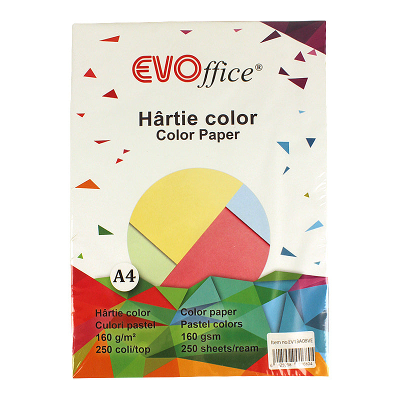Carton verde pastel A4, 160 g/mp, 250 coli/top Evoffice