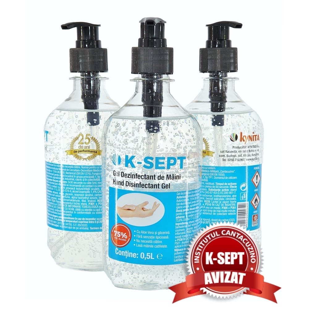 Dezinfectant de maini gel 75% alcool K-sept 500ml